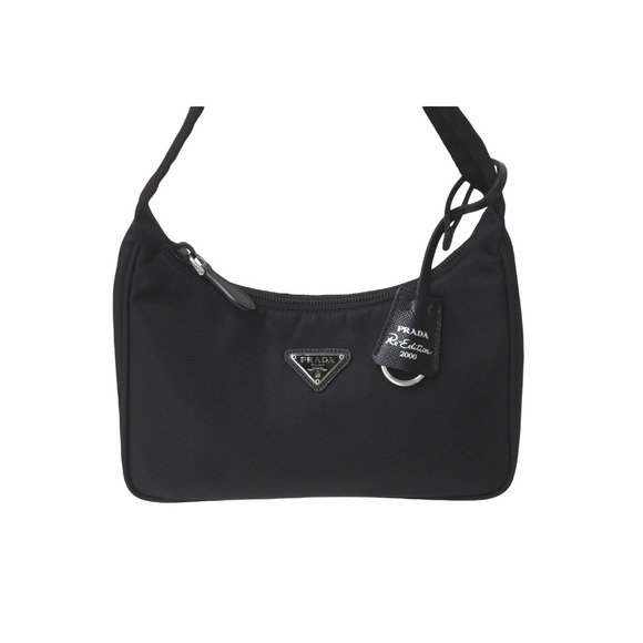 Prada Re-Edition Handbag Triangle Black Logo Nylon Hobo - Picture 1 of 8
